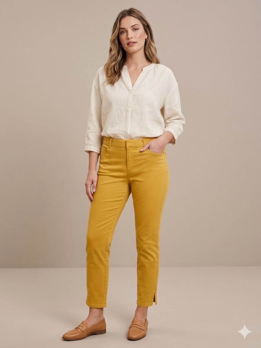 LOFT Marisa Mid-Rise Cropped Ankle Pants - Mustard Yellow Size 12 NWT